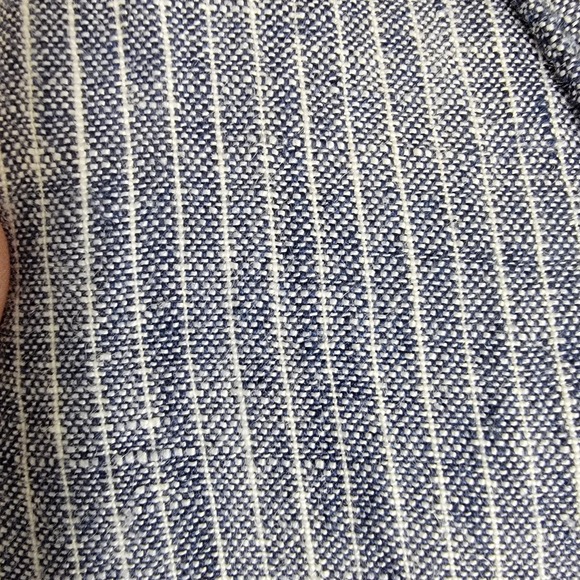 EILEEN FISHER Denim Blue 100% Linen Chambray Railroad Stripe Jacket Blazer Sz M - Picture 14 of 15